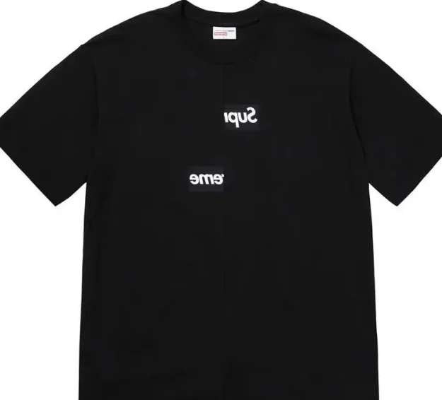 T-shirt sleeved splicing black disassembly and 18FW misaligned and white S-XL short 0819